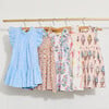 Girls Harper Dress, Blue Dewdrop Block Print - Dresses - 4 - thumbnail