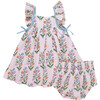 Baby Girls Ailee Dress Set, Pink Dewdrop Block Print Spring - Dresses - 1 - thumbnail