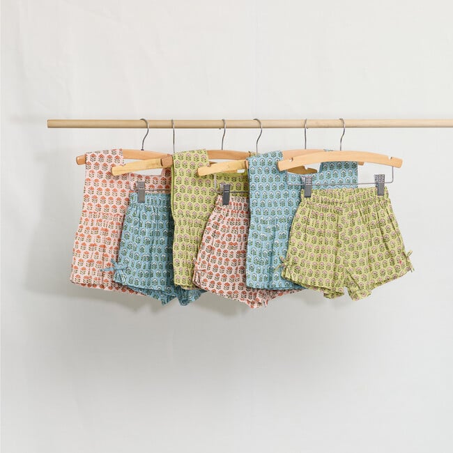 Girls Jules Short, Green Prairie Block Print Spring - Shorts - 4