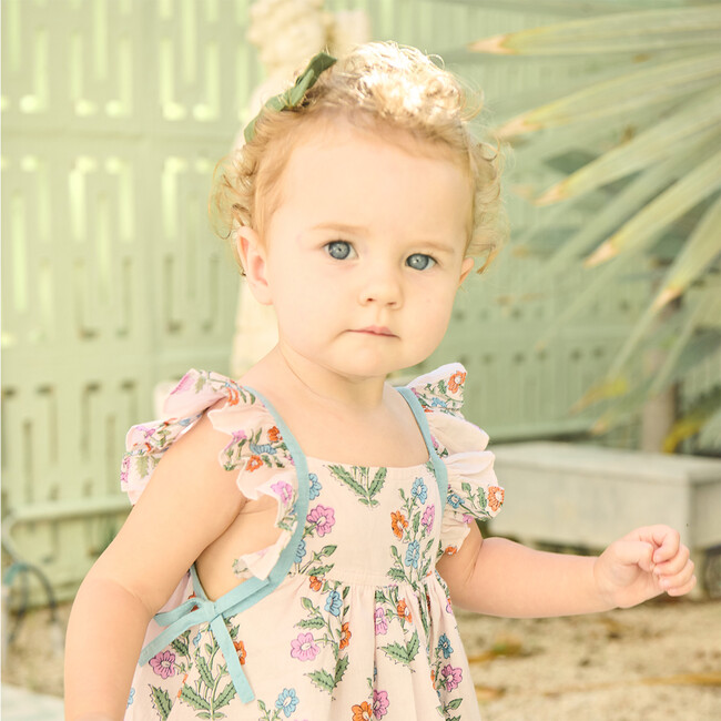 Baby Girls Ailee Dress Set, Pink Dewdrop Block Print Spring - Dresses - 3