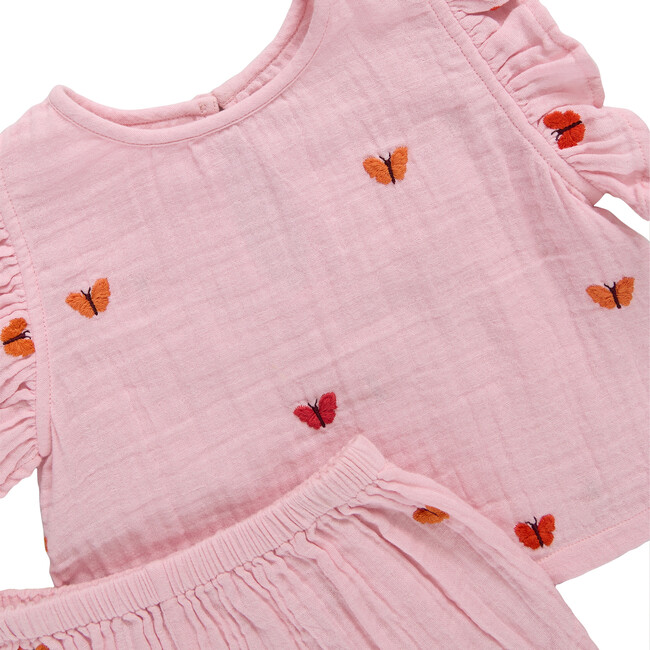Girls Roey 2-PC Set, Butterfly Embroidery