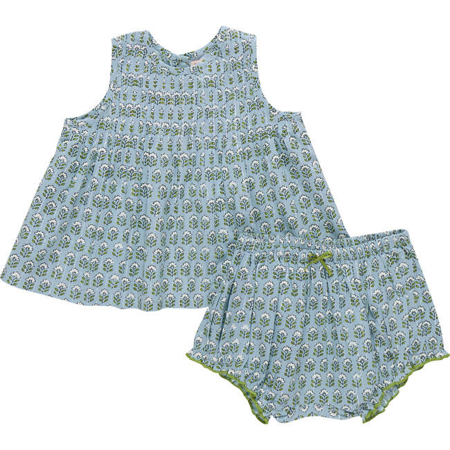 Baby Girls Jaipur 2-PC Set, Blue Prairie Block Print