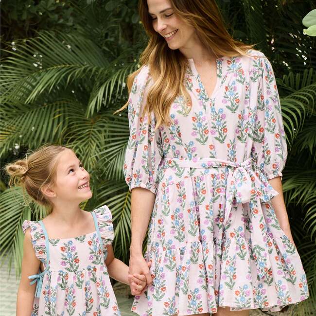 Girls Ailee Dress, Pink Dewdrop Block Print Spring - Dresses - 5