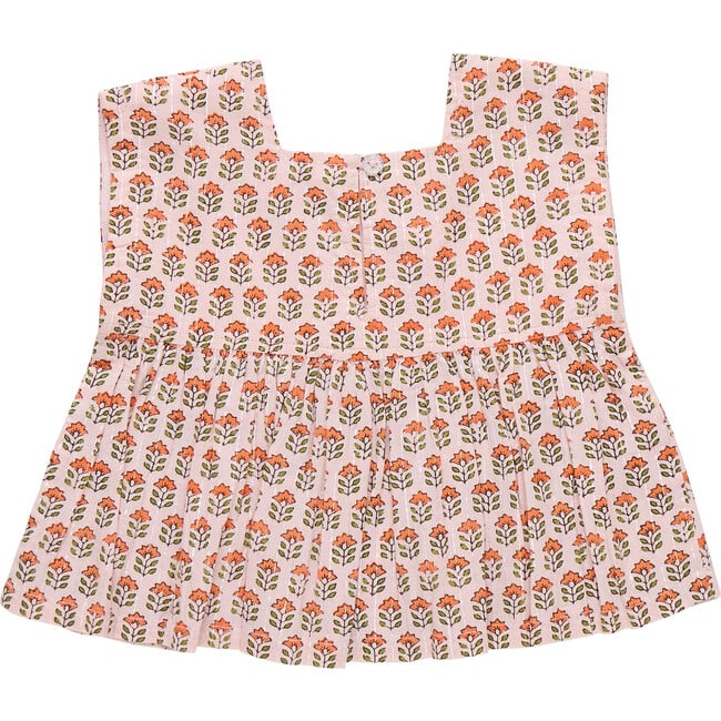 Girls Kamari Top, Pink Prairie Block Print - Blouses - 5