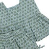 Girls Kamari Top, Blue Prairie Block Print - Blouses - 2 - thumbnail