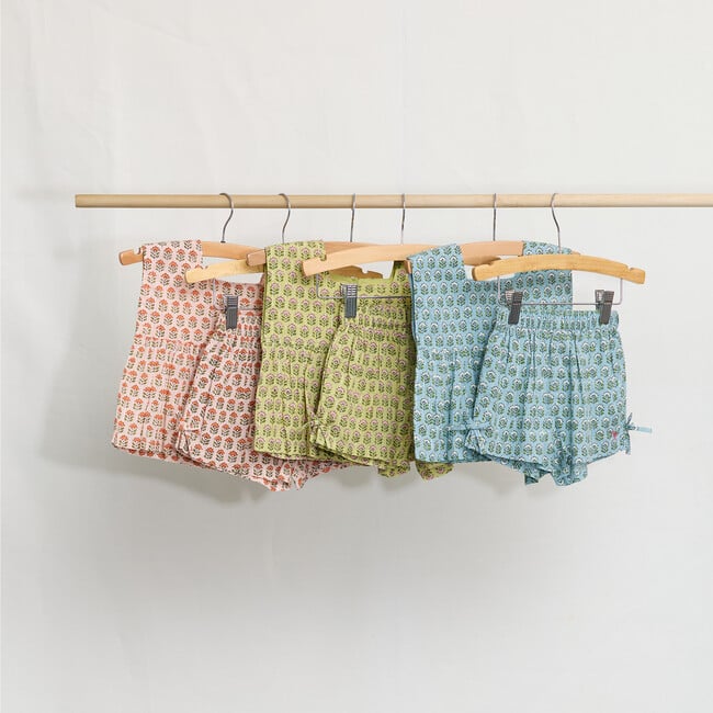 Girls Kamari Top, Blue Prairie Block Print - Blouses - 4