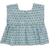 Girls Kamari Top, Blue Prairie Block Print - Blouses - 5 - thumbnail