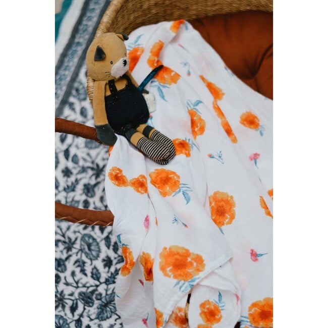 Organic Cotton Muslin Swaddle, Marigold - Swaddles - 3