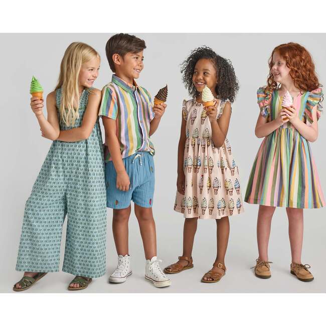 Girls Eleven Jumper, Blue Prairie Block Print - Rompers - 4