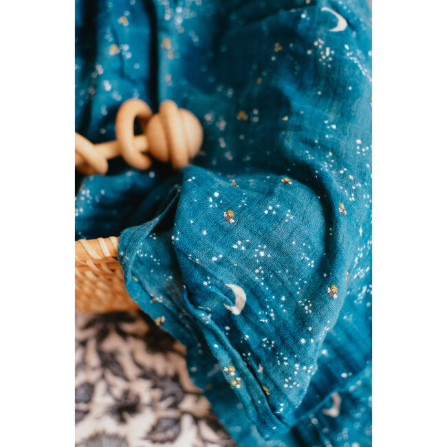 Organic Cotton Muslin Swaddle, Starry Night - Swaddles - 3