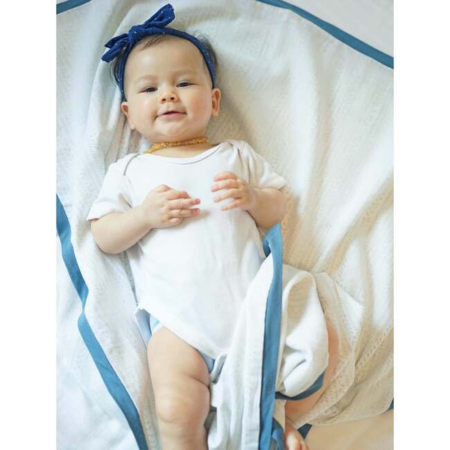 Block-Printed Cotton Dohar, Provence Blue