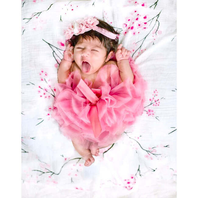 Organic Cotton Muslin Swaddle, Cherry Blossom