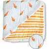 Organic Muslin Four-Layer Reversible Snug Blanket, Carrot - Blankets - 8 - thumbnail