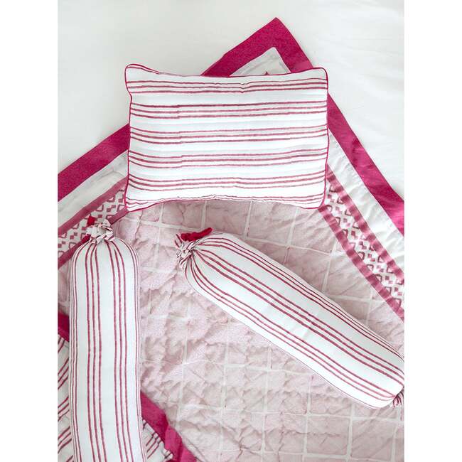 Block-Printed Cotton Crib Quilt, Cairo Pink