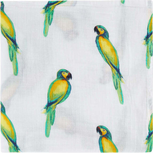 Organic Cotton Muslin Swaddle, Parrot - Swaddles - 5