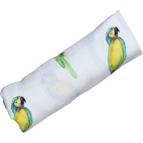 Organic Cotton Muslin Swaddle, Parrot - Swaddles - 6