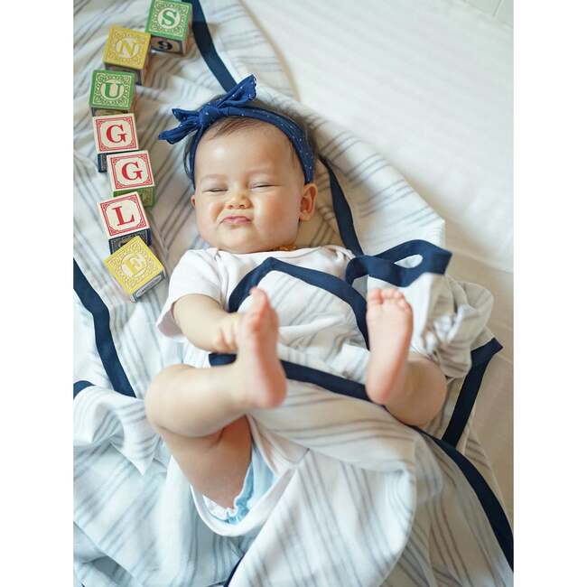 Block-Printed Cotton Dohar, Cairo Blue