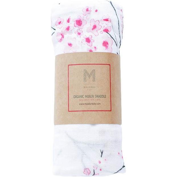 Organic Cotton Muslin Swaddle, Cherry Blossom - Swaddles - 6