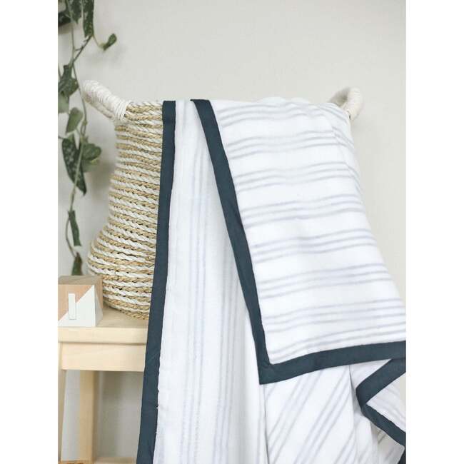 Block-Printed Cotton Dohar, Cairo Blue - Blankets - 3