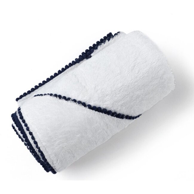 Bamboo Pom Pom Towel, Navy - Towels - 7