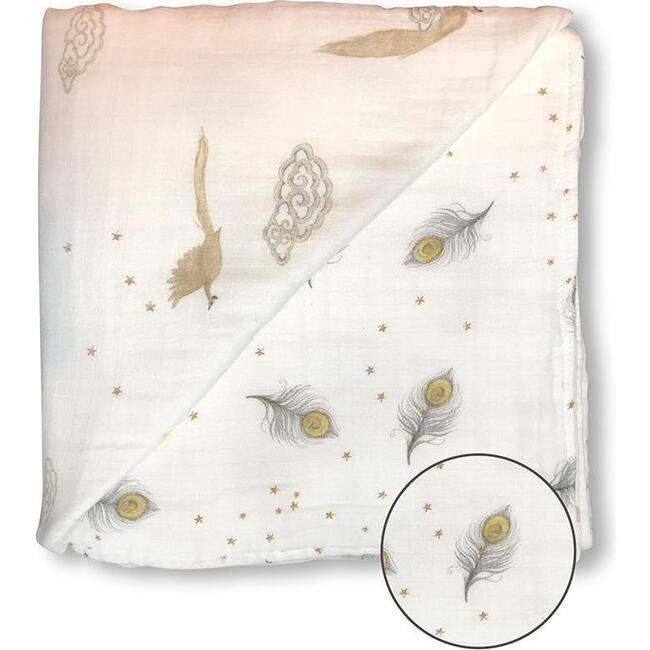 Organic Muslin Four-Layer Reversible Snug Blanket, Peace On Earth - Blankets - 5