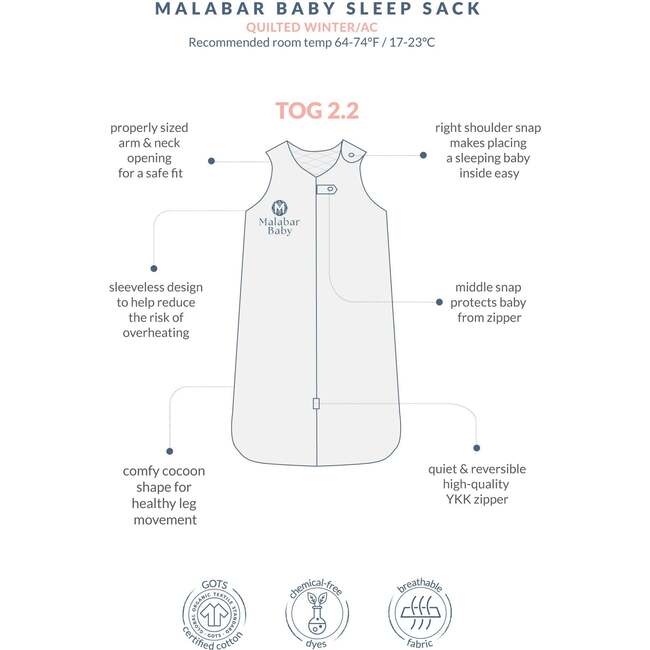 TOG 2.2 (Quilted) Wearable Blanket Baby Sleep Sack, Fort - Sleep Sacks - 4