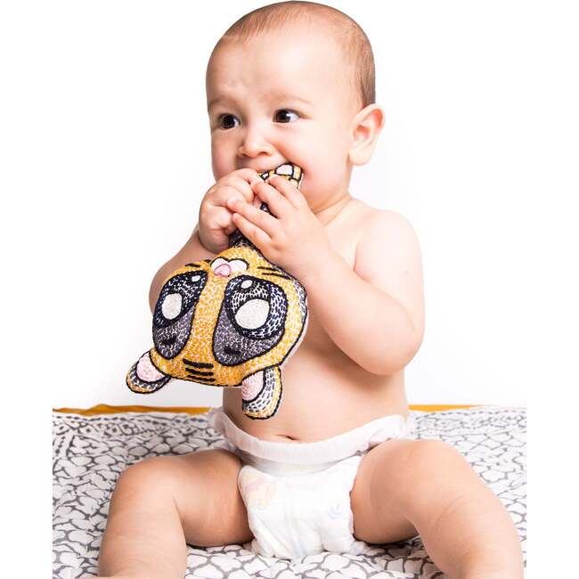 Handmade Kantha Stitched Bedtime Buddy, Tara the Tiger