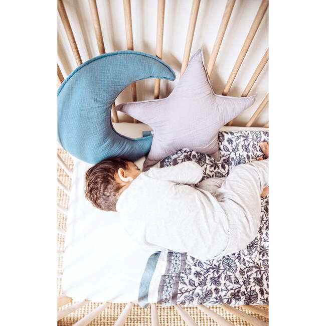 Handmade Decorative Nursery Moon Cushion/Pillow, Teal - Pillows - 4