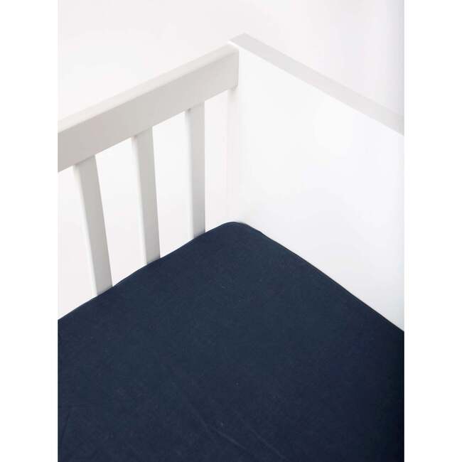 Brush-Stroked Cotton Fitted Crib Sheet, Southside Blue