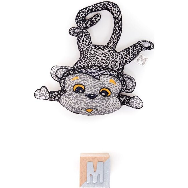 Handmade Kantha Stitched Bedtime Buddy, Mani the Monkey - Plush - 7