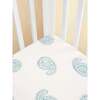 Block-Printed Cotton Fitted Crib Sheet, Teal Paisley - Crib Sheets - 2 - thumbnail