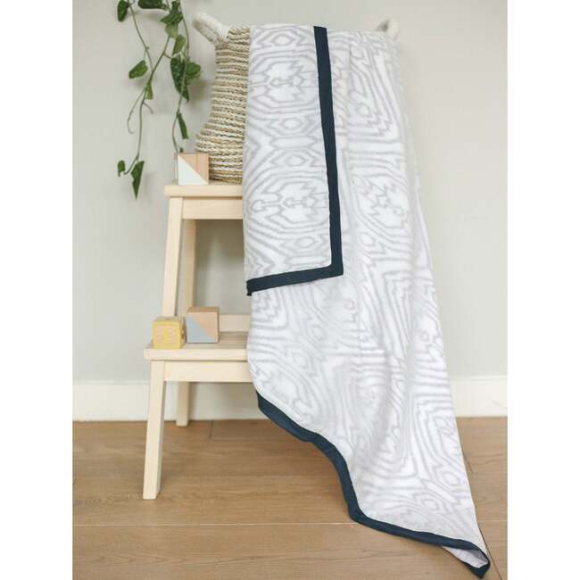 Block-Printed Cotton Dohar, Southside Blue - Blankets - 4