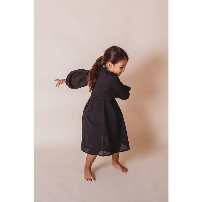 Brush-Stroked Bohemian Dress, Black - Dresses - 3