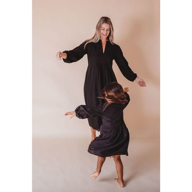 Brush-Stroked Bohemian Dress, Black - Dresses - 4