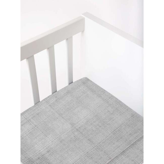 Brush-Stroked Cotton Fitted Crib Sheet, Grey Brush Stroke