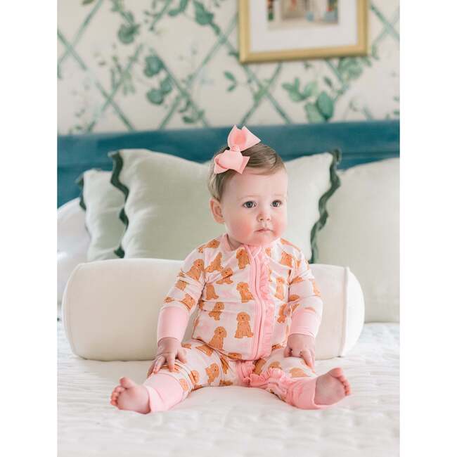 Pink Goldendoodle Bamboo Ruffle Romper