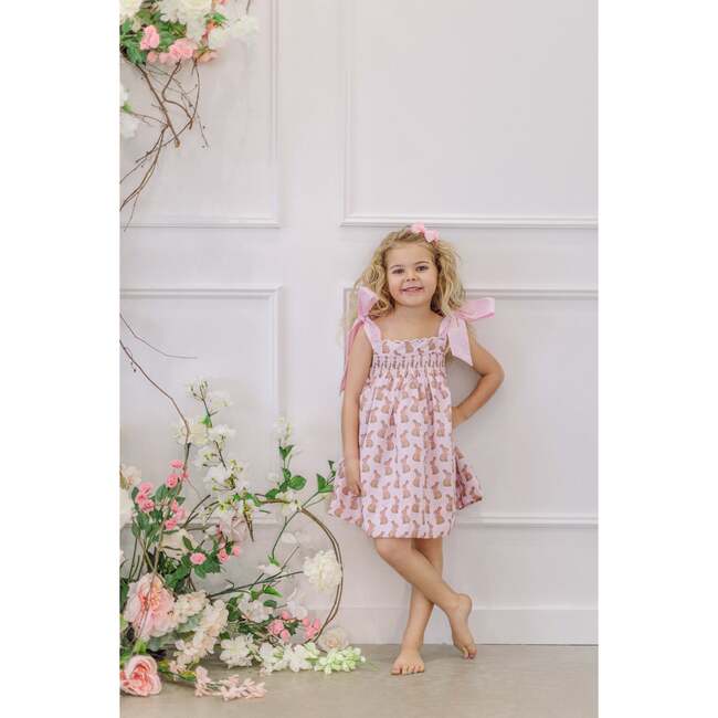 Pink Chocolate Bunny Smocked  Dress