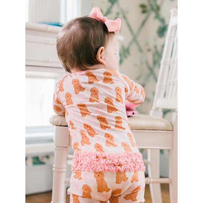 Pink Goldendoodle Bamboo Ruffle Romper