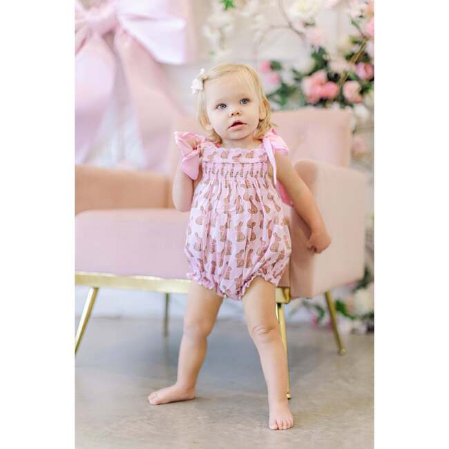 Pink Chocolate Bunny Smocked Bubble