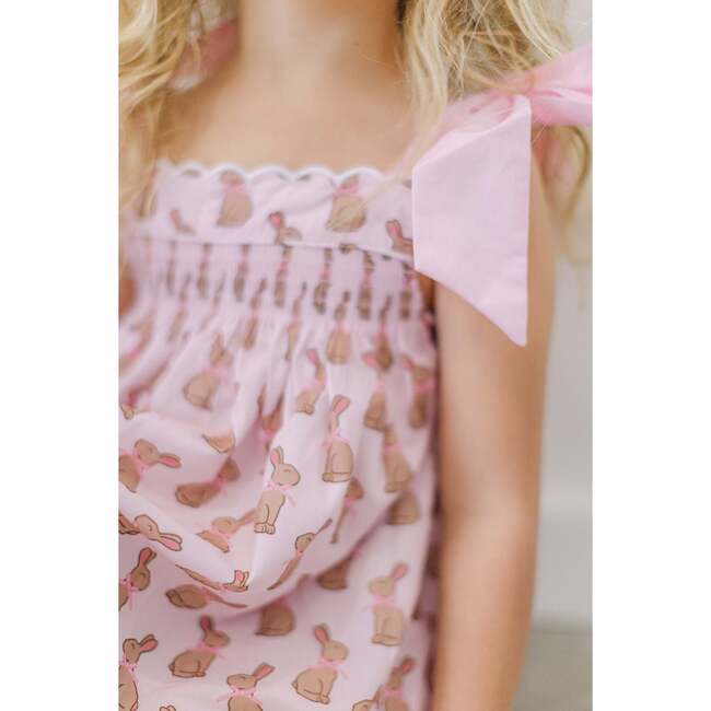 Pink Chocolate Bunny Smocked  Dress
