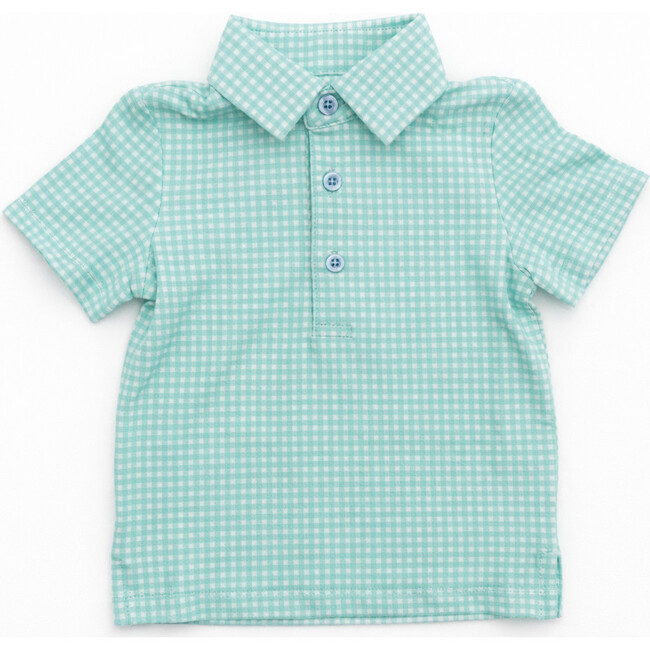 Blue and Green Plaid Boys' Polo