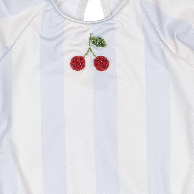 L/S Cherry Swimsuit, Blue Stripe