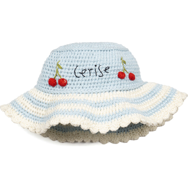 Crochet Bucket Hat, Cherry Stripe