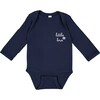 Little Bro Longsleeve Onesie, Navy - Onesies - 1 - thumbnail