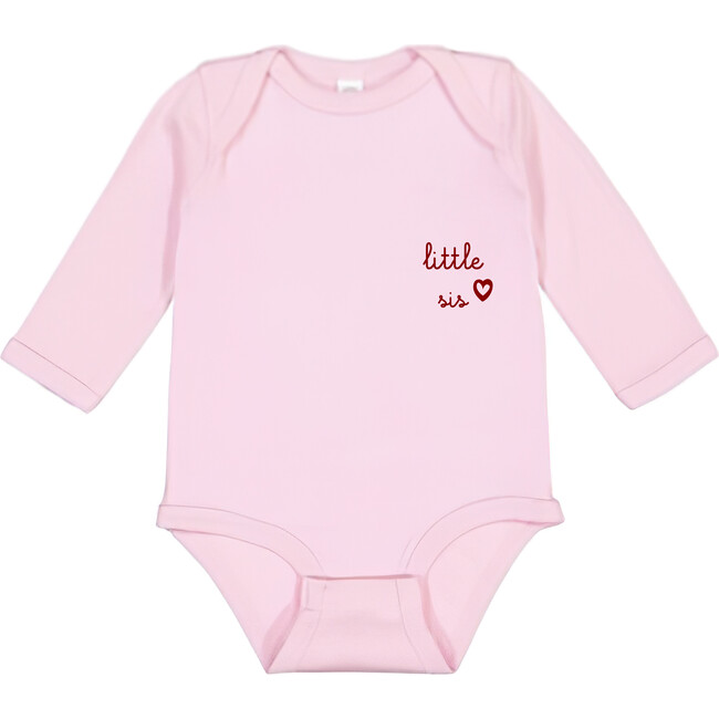 Little Sis Longsleeve Onesie, Pink - Onesies - 1