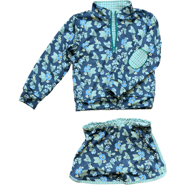 Kitt Set in Spring Mustard Flower In Navy/ Apple Check