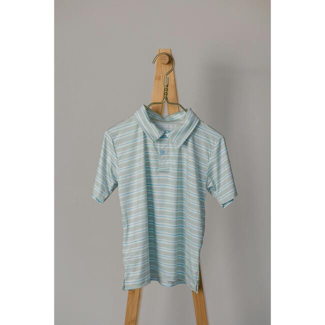 Athletic Polo in Stripe in Blue Jay