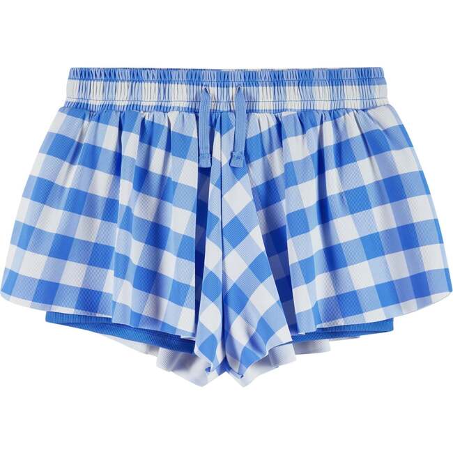 Tween Girls Athletic Short, Blue Gingham