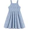 Tween Girls Floral Printed Dress W. Back Cutout, Blue Floral - Dresses - 1 - thumbnail