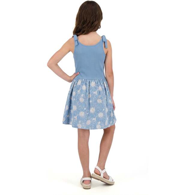 Tween Girls Rib Knit Bow Shoulder Dess, Floral Eyelet - Dresses - 3